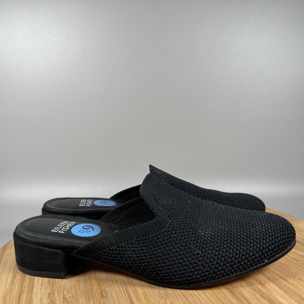 Eileen Fisher Betsy Knit Mule Black‎ Slip On Womens 6.5 Shoes